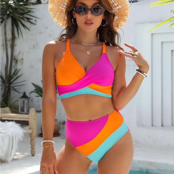 Vibrant Pink and Orange Women's Swimwear - Picture 5 of 5